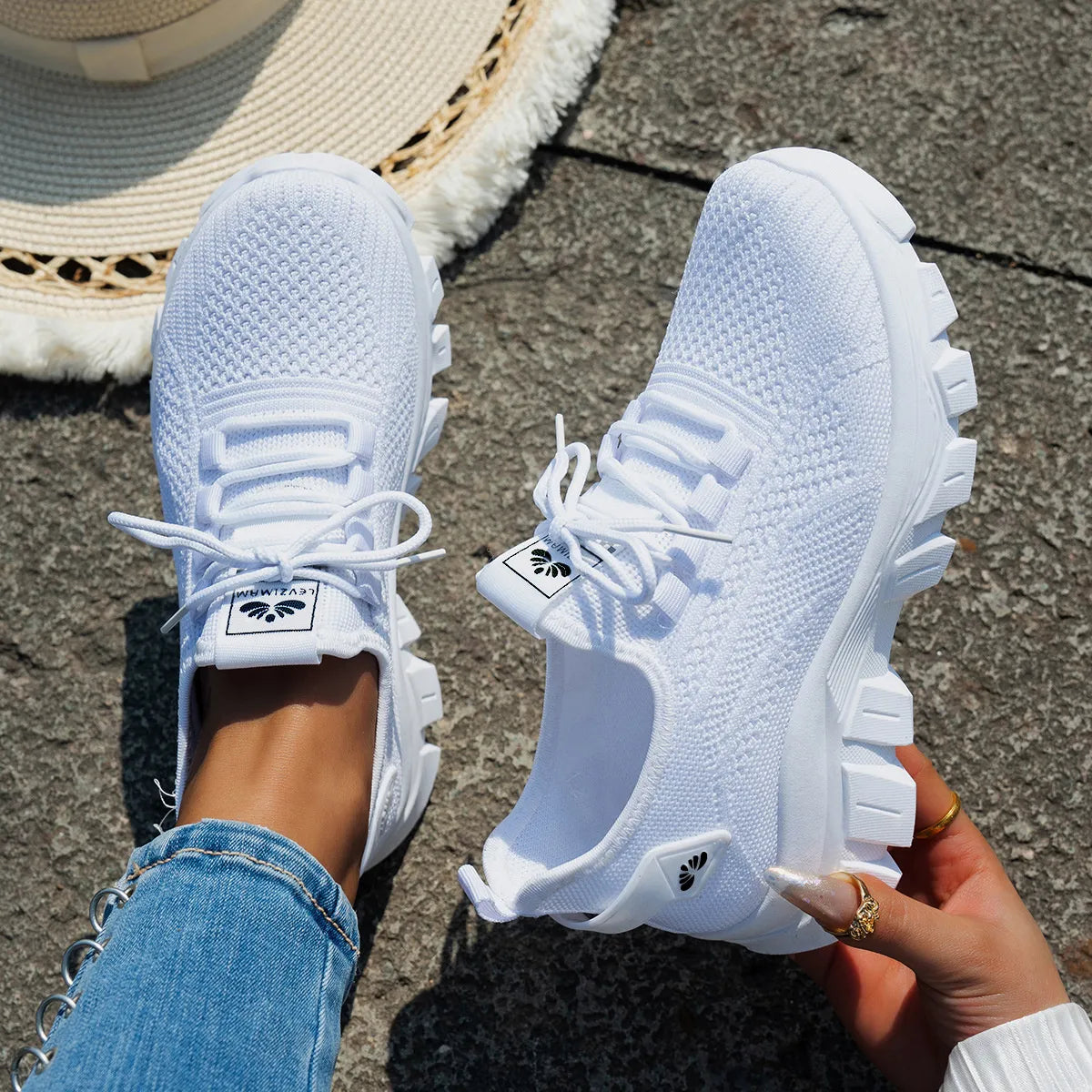 Mesh Lace Up Platform Athletic Shop One Place