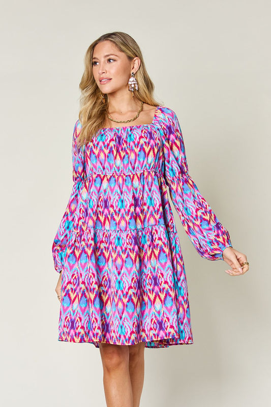 Double Take Full Size Printed Long Sleeve Dress Shop One Place