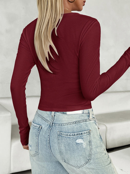 V-Neck Long Sleeve T-Shirt Shop One Place
