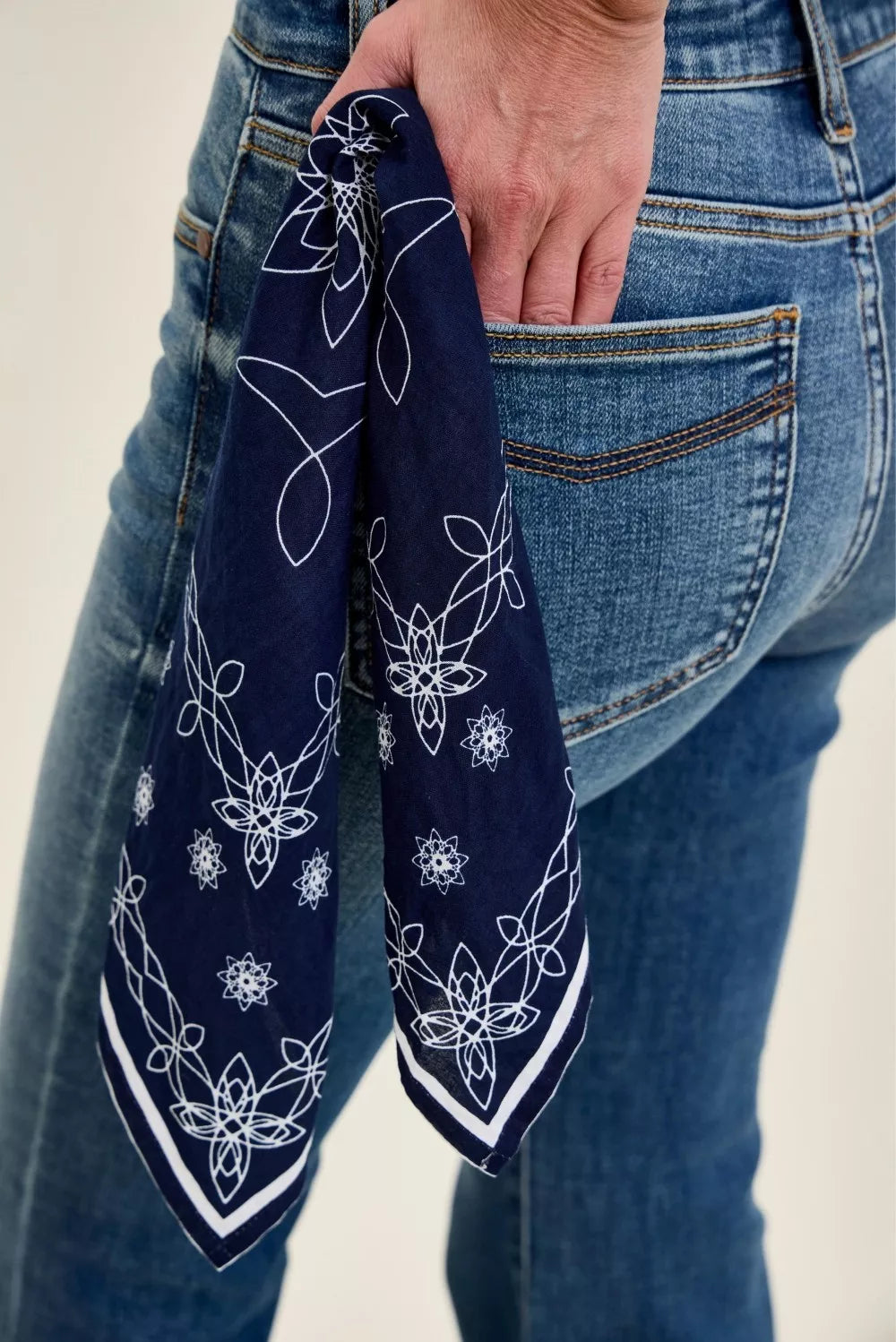 Judy Blue Mid Rise Jaqueline Flare with Triple Needle Back Pkts and Bandana Loop Shop One Place