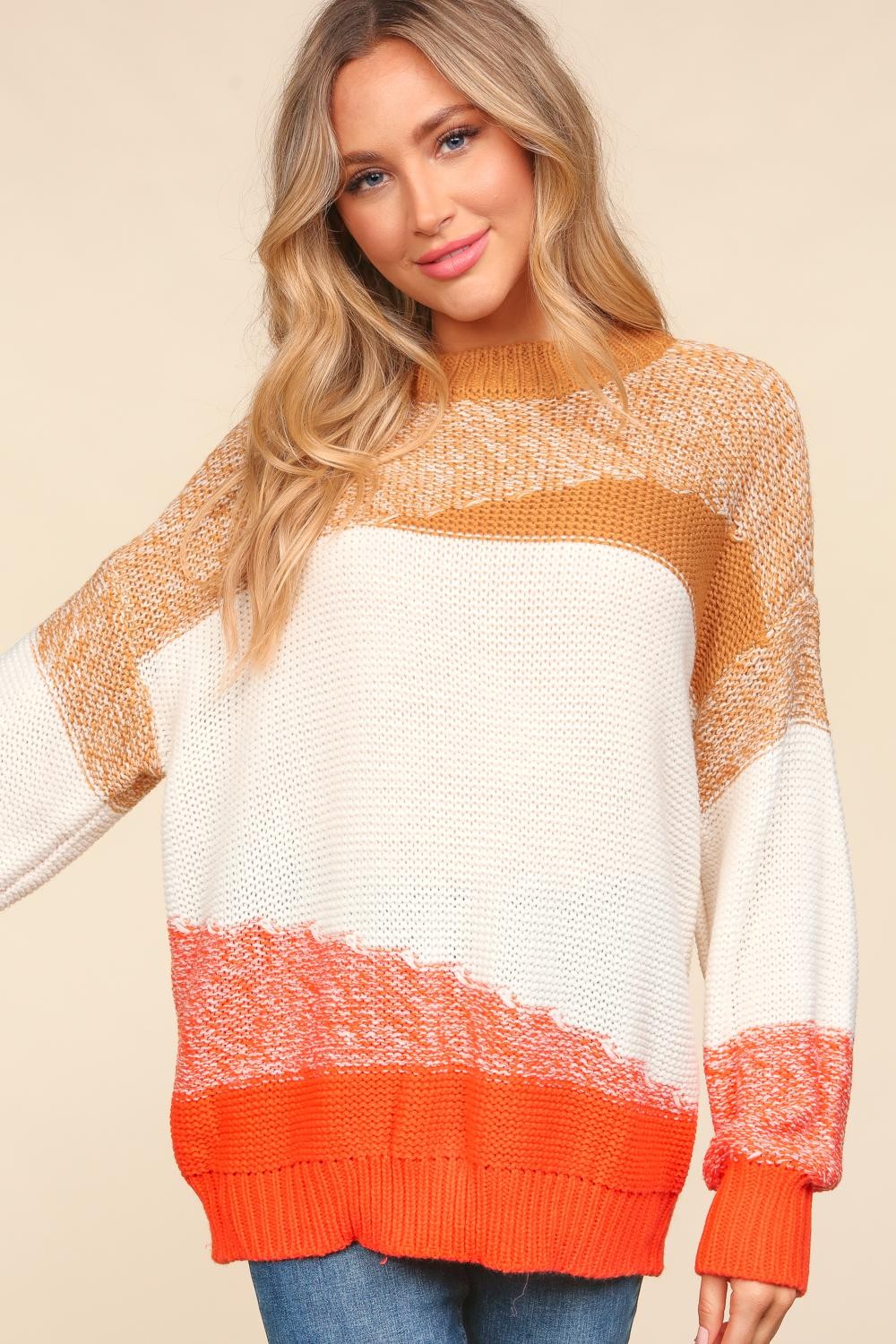 Haptics Color Block Long Sleeve Sweater Shop One Place