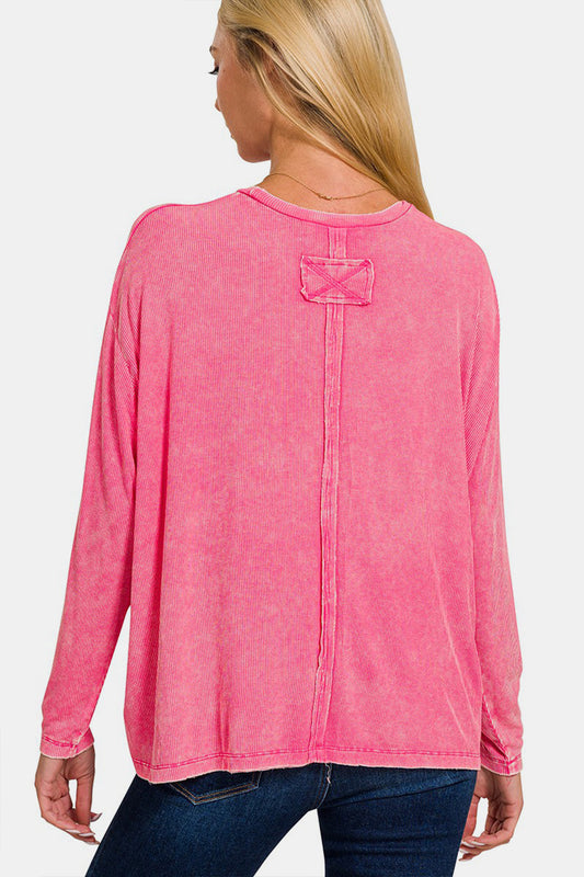 Zenana Round Neck Long Sleeve T-Shirt Shop One Place
