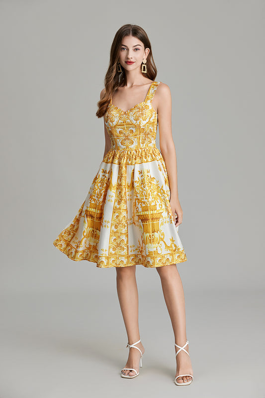 Women's Summer Printed A Line V Neck Dress Shop One Place