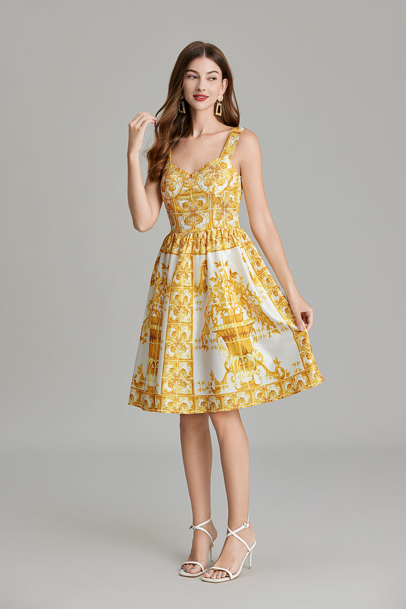 Women's Summer Printed A Line V Neck Dress Shop One Place