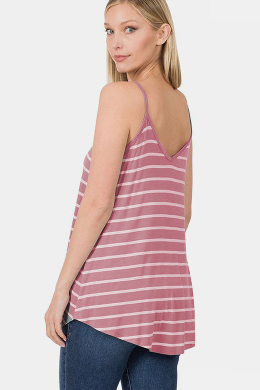 Zenana Striped Curved Hem Cami Shop One Place