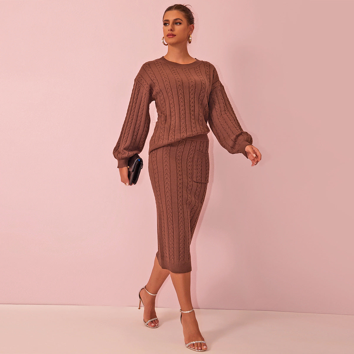 Twist Stitch Sweater Skirt Sets Shop One Place