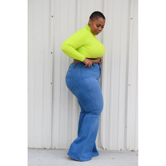 Plus Size Slim Wide Leg Flared Elastic Jeans Shop One Place
