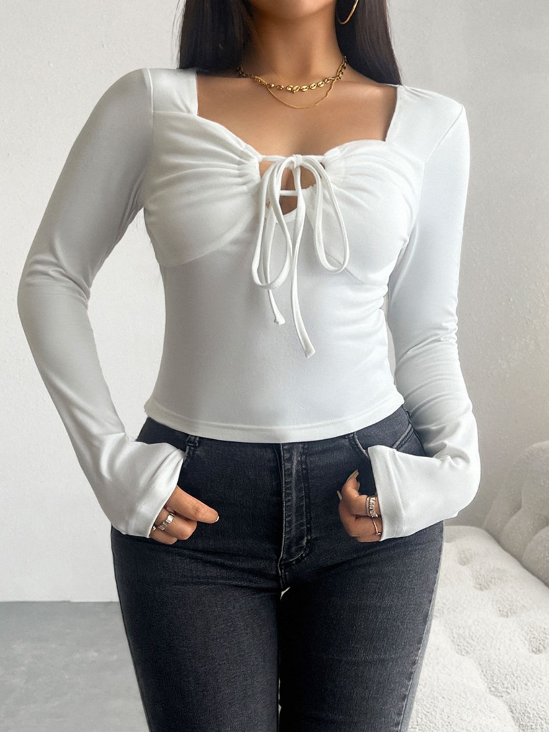 Devine Tied Long Sleeve T-Shirt Shop One Place