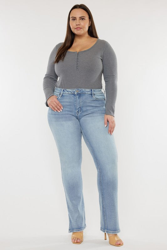 Plus Mid Rise Y2K Medium Wash Bootcut Jeans Shop One Place