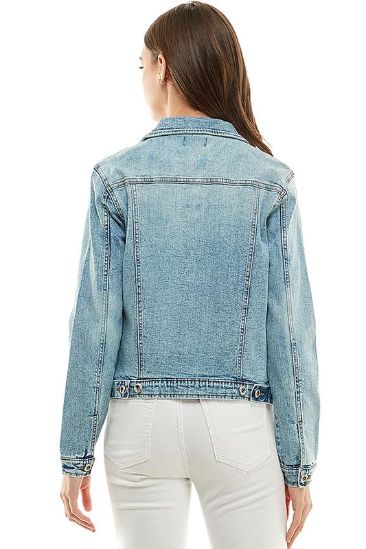 Spandex Ladies Casual Denim Jacket Shop One Place