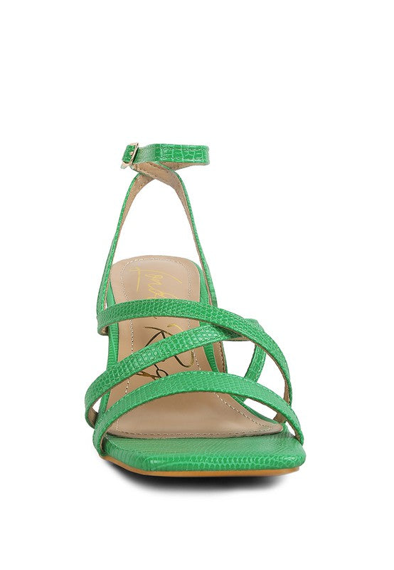 Serling Croc Spool Heel Sandals Shop One Place