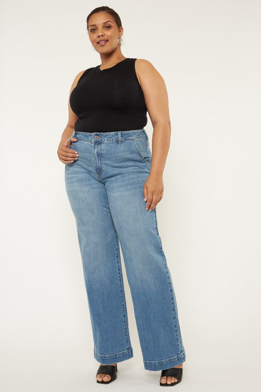 Plus High Rise Trouser Wide Leg Jeans Shop One Place