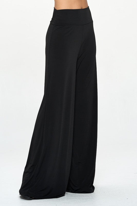 Solid Wide Leg Pants with Thick Waistband Shop One Place