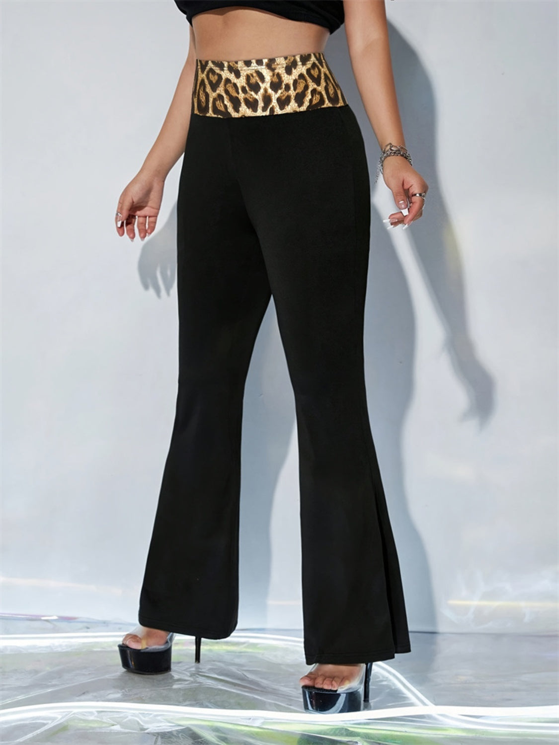 Leopard High Waist Flare Pants Shop One Place