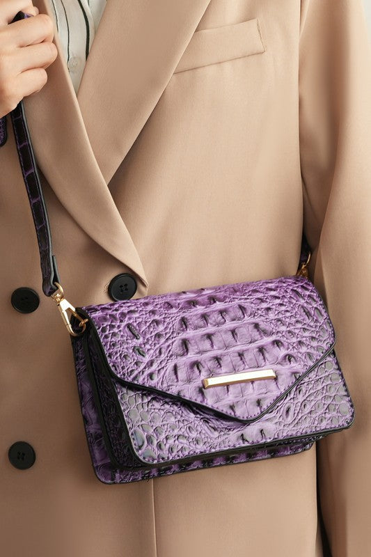 MKF Vanta Solid Croc-Embossed Saddle Bag by Mia K Shop One Place