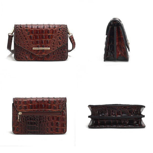 MKF Vanta Solid Croc-Embossed Saddle Bag by Mia K Shop One Place