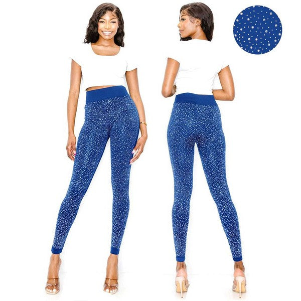 Dazzling Big Chip Leggings Royal Blue Shop One Place