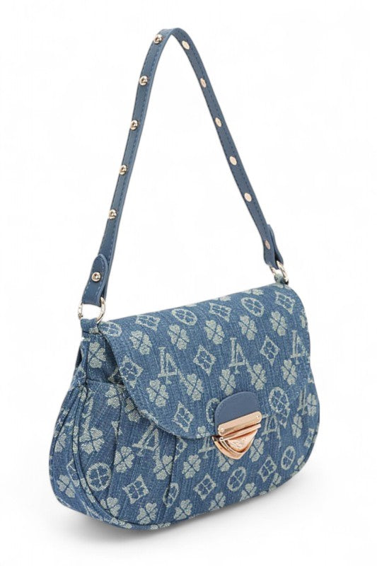 LA Jacquard Denim Fashion Shoulder Bag Shop One Place