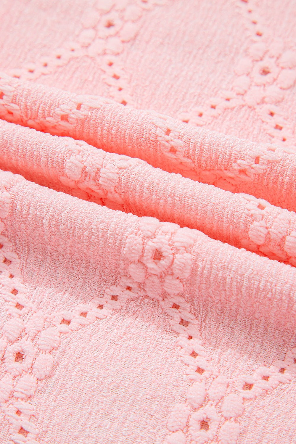 Flower Geometric Textured Short Sleeve Top Shop One Place