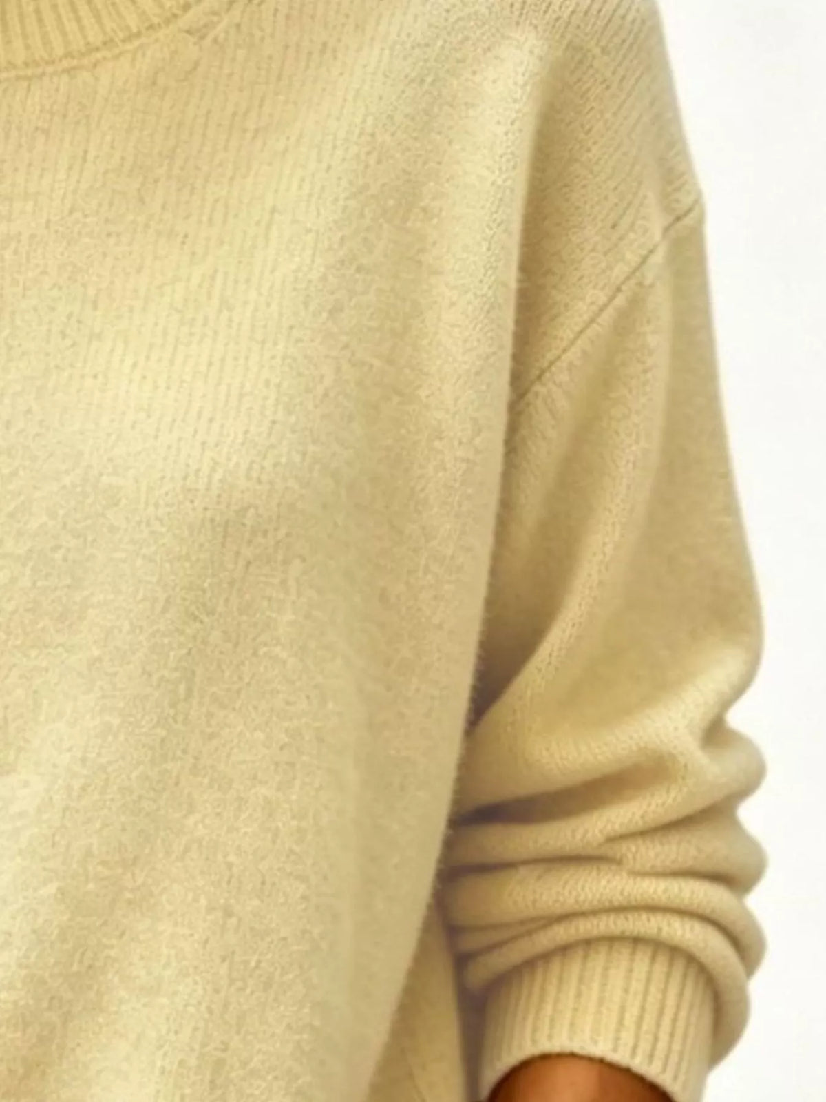 Full Size Round Neck Dropped Shoulder Sweater Plus Size Shop One Place