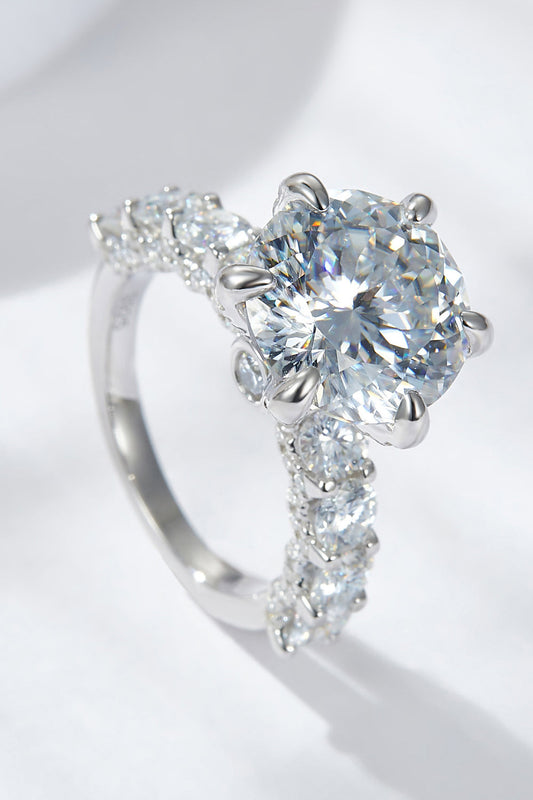 3-Carat Moissanite Platinum-Plated Side Stone Ring Shop One Place