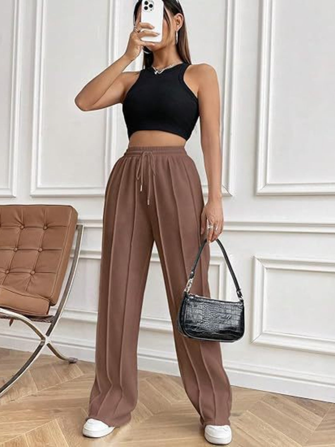 Drawstring Wide Leg Pants with Pockets Shop One Place