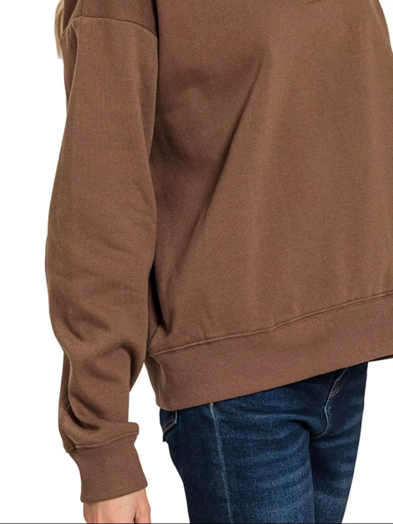 Zenana Fleece Half Zip Sweatshirt Shop One Place