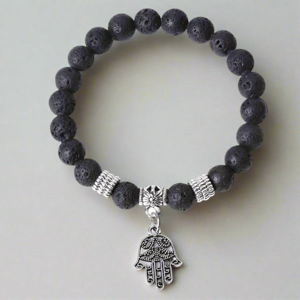 Lava Stone Hamsa Bracelet Shop One Place