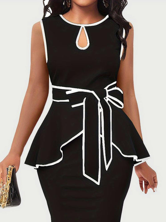 Plus Size Cutout Contrast Sleeveless Dress Shop One Place