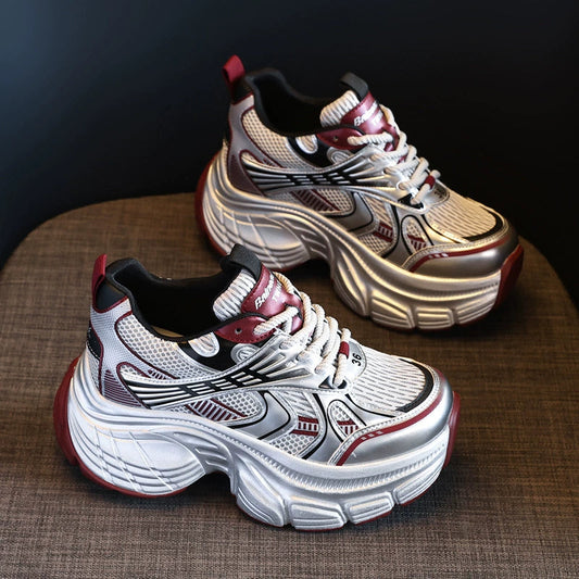 Lace Up Round Toe Platform Sneakers Shop One Place