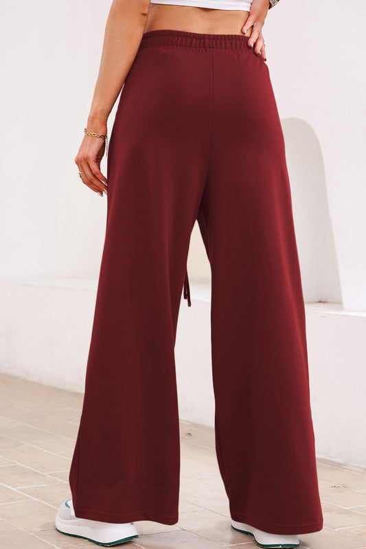 Tied Elastic High Waist Pleated Detail Solid Sweatpants