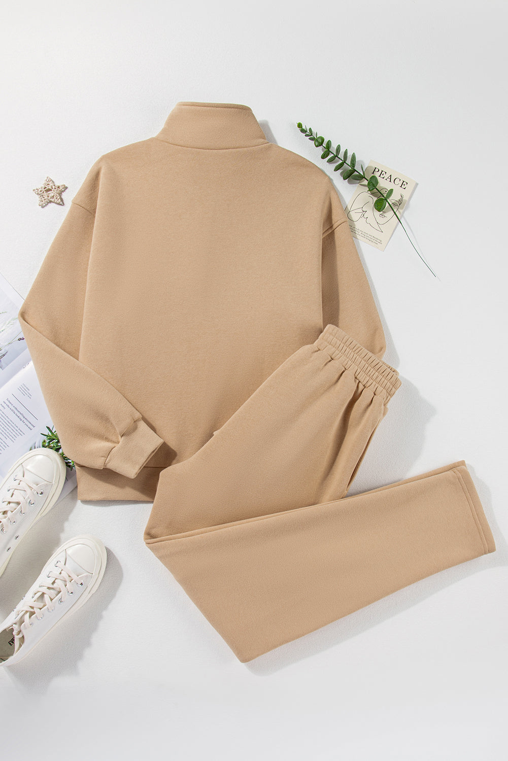 Half Snap Turtleneck Top and Pants Active Set Shop One Place