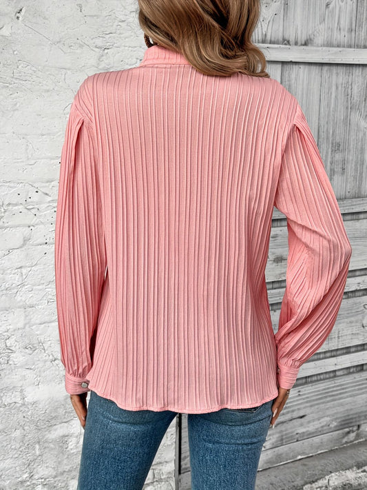 Button Down Mock Neck Long Sleeve Shirt Shop One Place