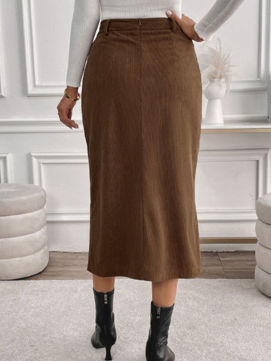 Perfee Slit Midi Skirt with Pockets Shop One Place