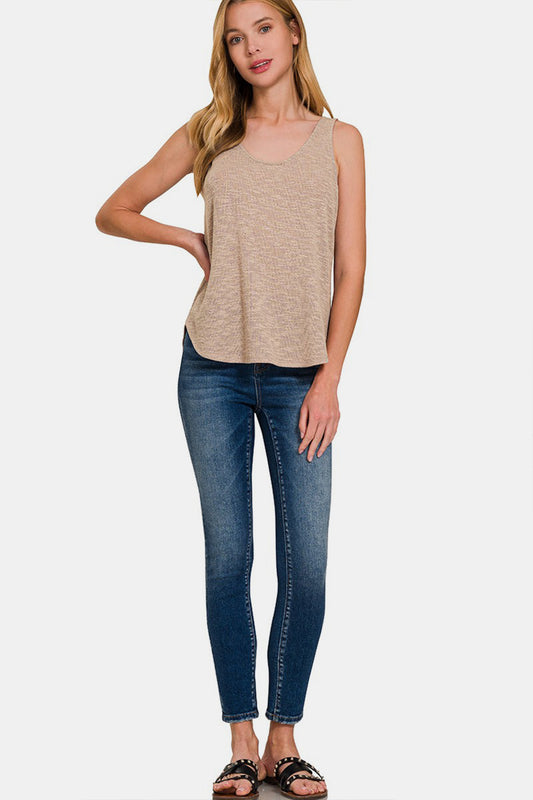 Zenana Curved Hem Round Neck Tank Shop One Place