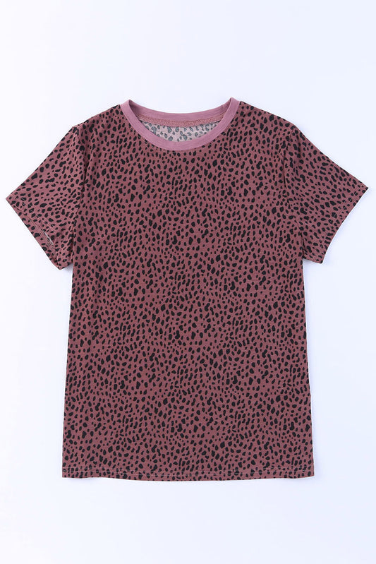 Cheetah Print Casual Crew Neck T Shirt Shop One Place