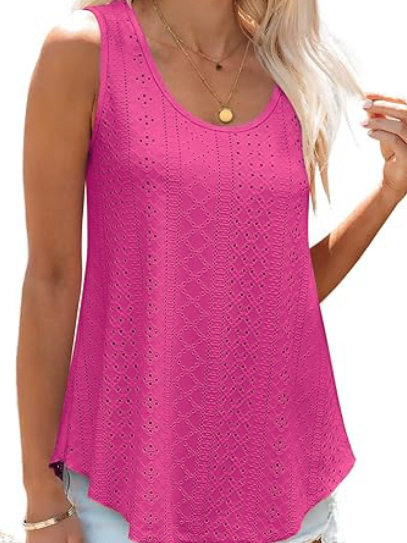 Eyelet Scoop Neck Tank Shop One Place