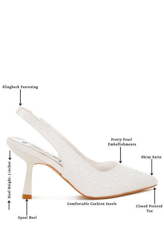 Ararki Luxurious Satin Pearl Slingback Sandals Shop One Place