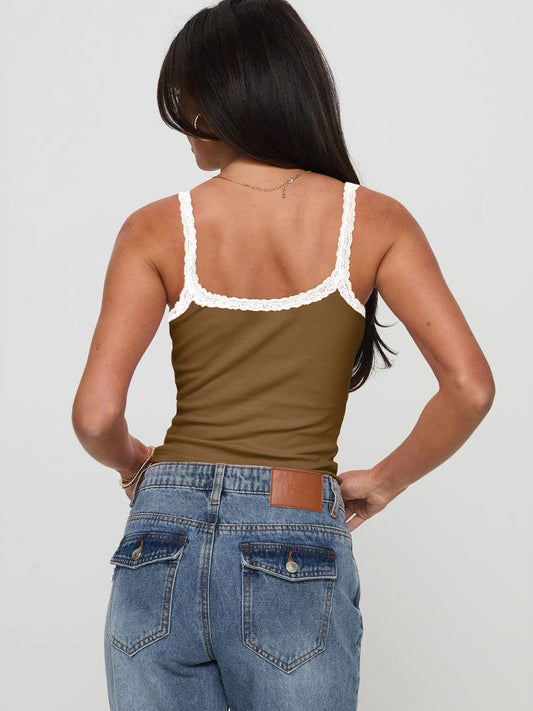 Lace Detail Cropped Cami Shop One Place