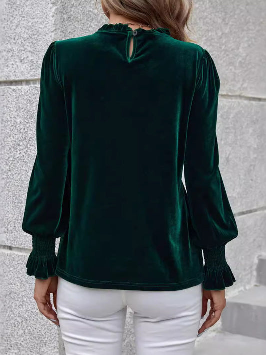 Lovelet Round Neck Flounce Sleeve Top Shop One Place