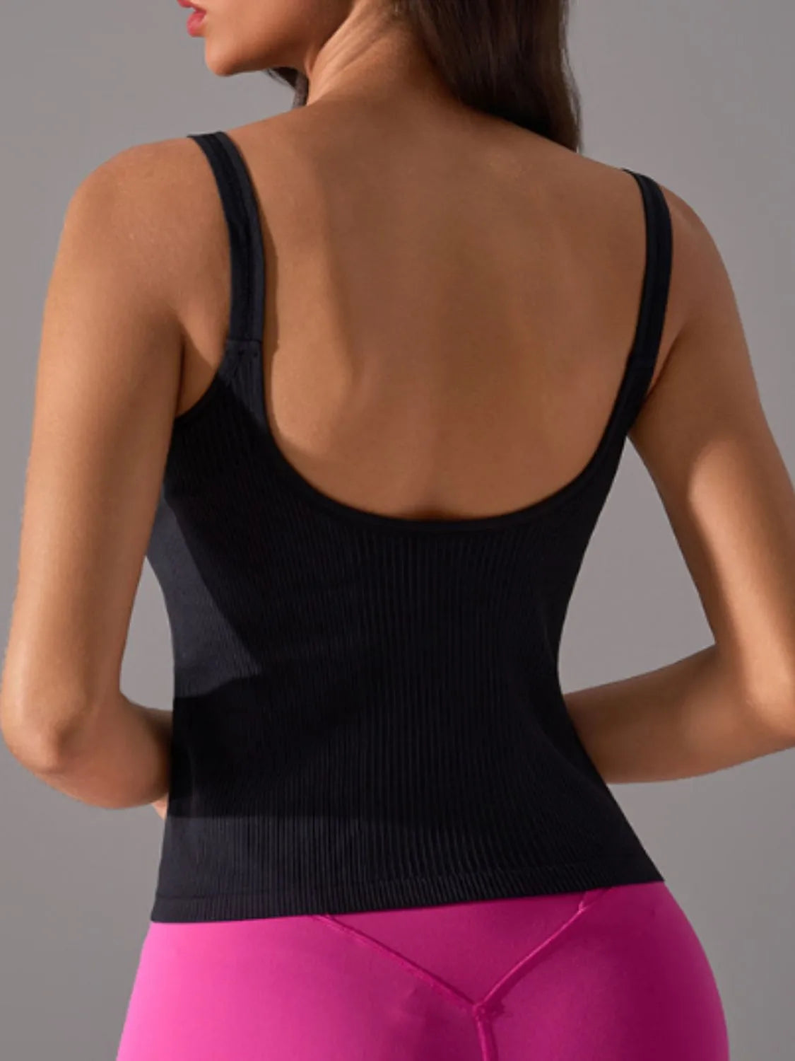 Scoop Neck Active Tank with Detachable Chest Pads Shop One Place