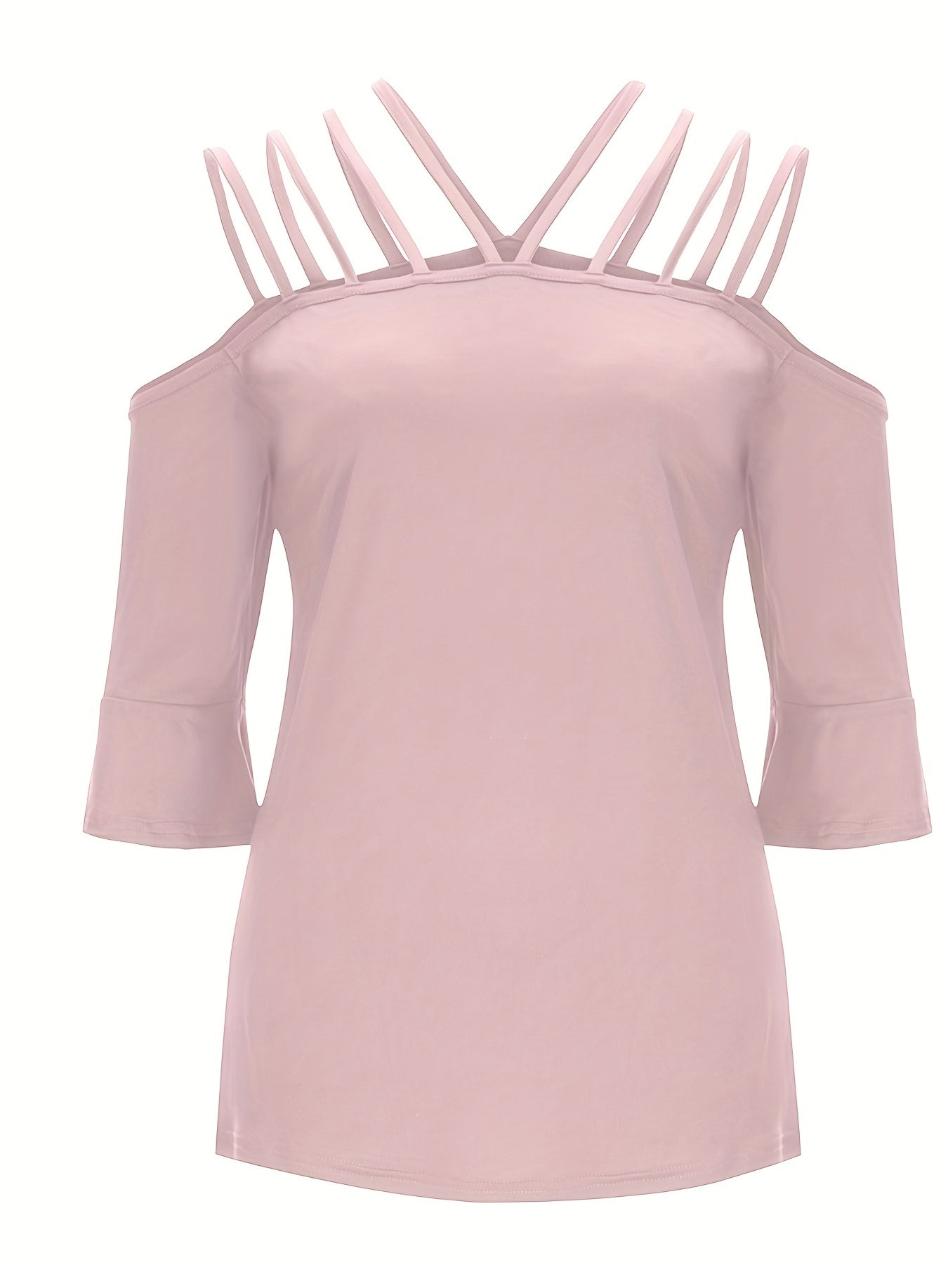Full Size Cold Shoulder Three-Quarter Sleeve Blouse Shop One Place