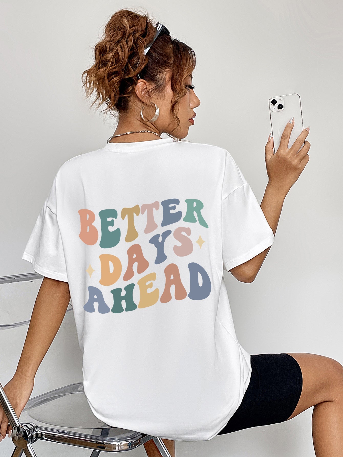 BETTER DAYS AHEAD Round Neck T-Shirt Shop One Place