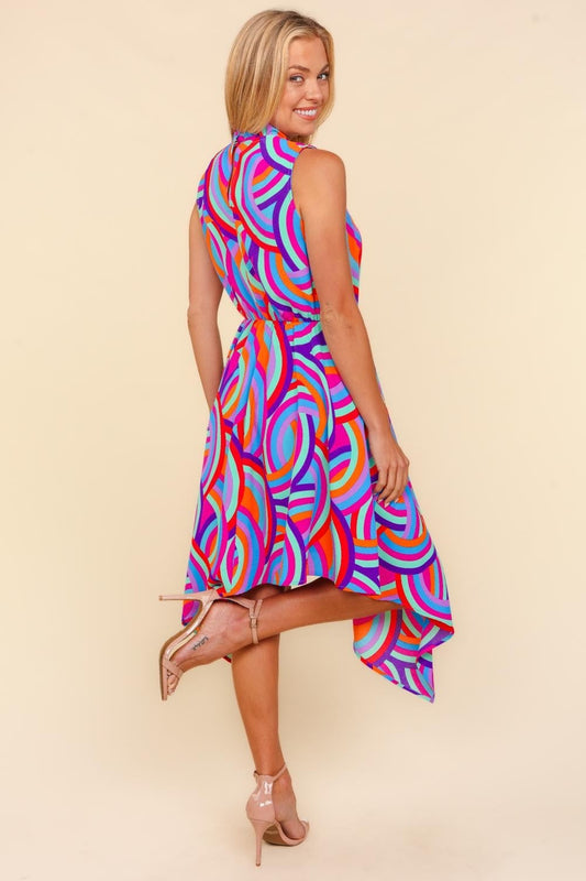 Haptics Full Size Mock Neck Sleeveless Printed Dress Shop One Place