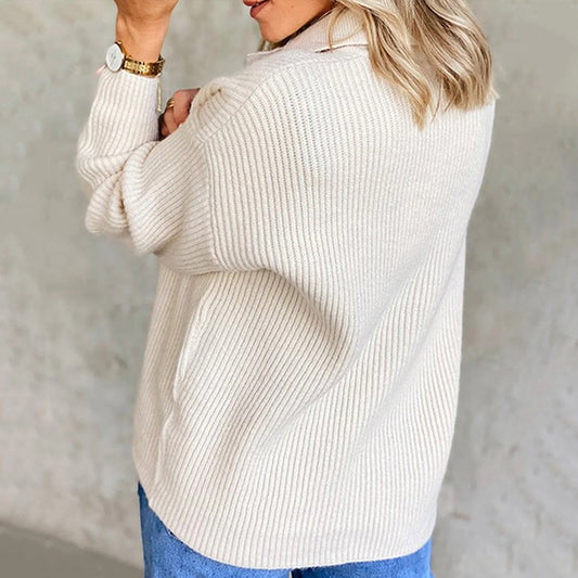 Collared Neck Rib-Knit Top Shop One Place