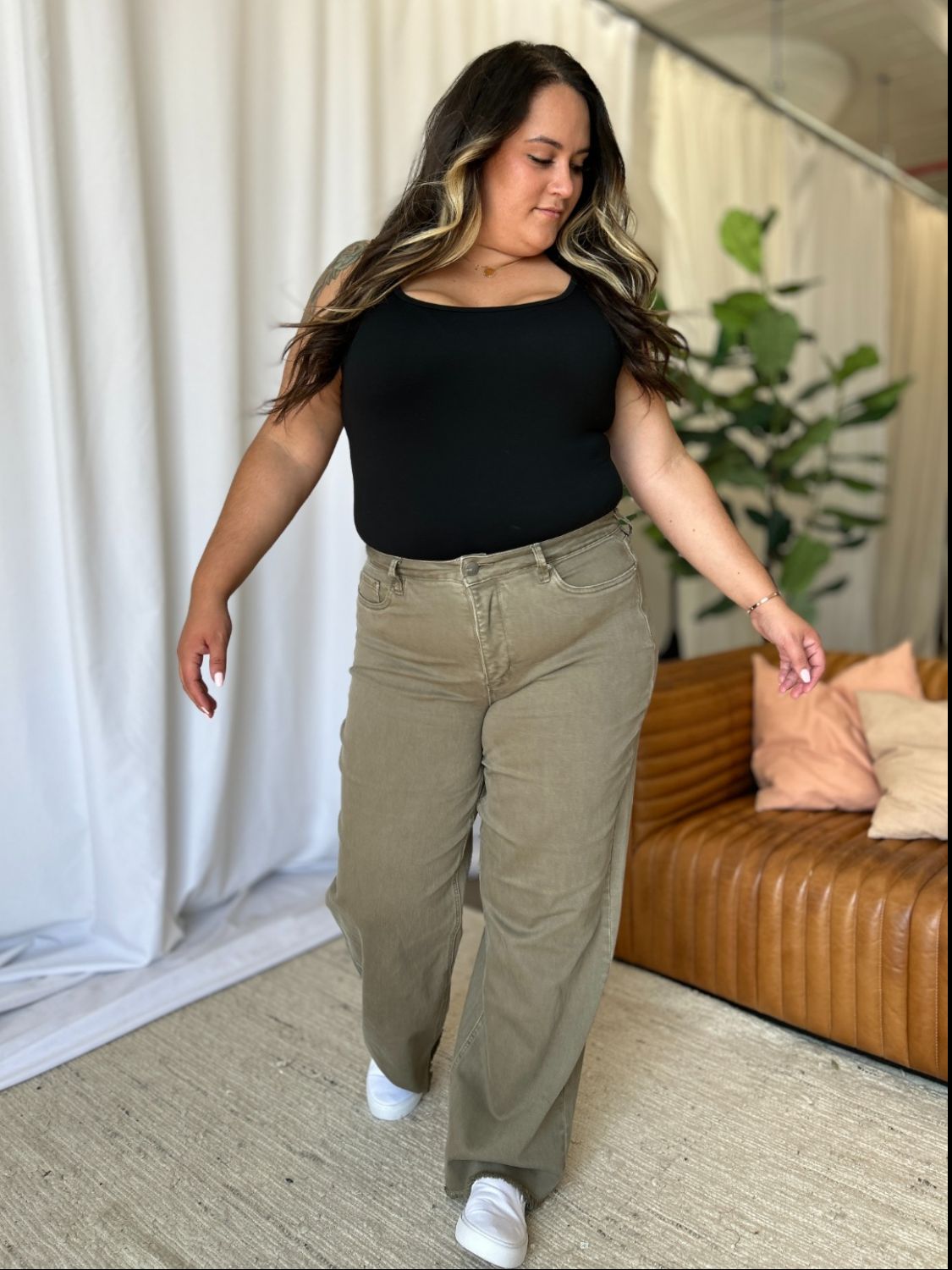 RFM Full Size High Rise Garment Dye Wide Leg Jeans Shop One Place