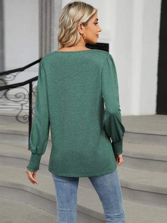 V-Neck Lantern Sleeve T-Shirt Shop One Place