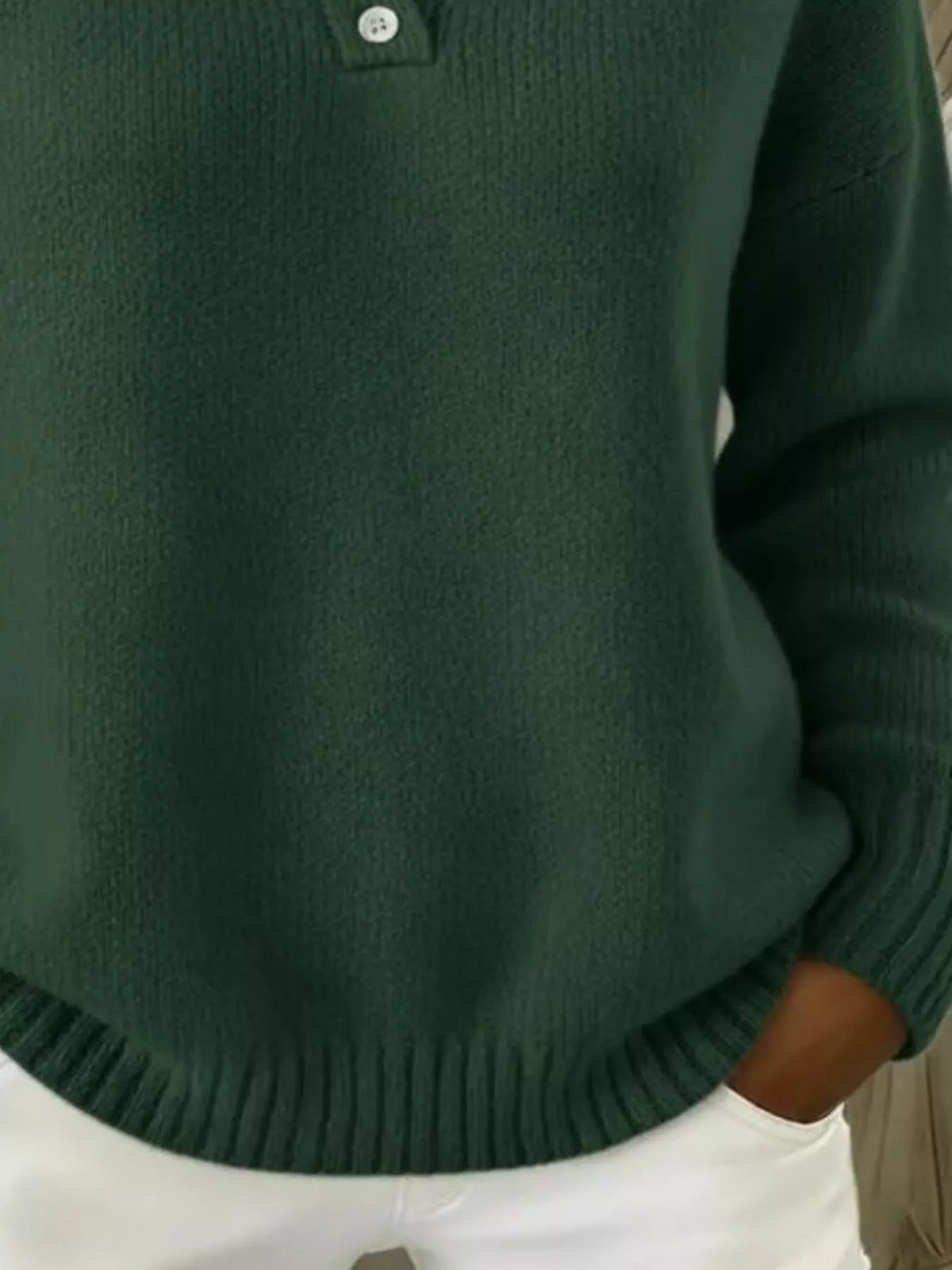Full Size Button Detail Drop Shoulder Sweater Plus Size Shop One Place