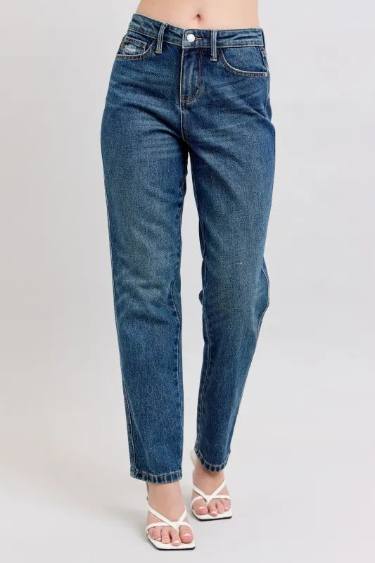 Judy Blue Full Size High Waisted Rigid Magic Non-destroy Straight Leg Jeans Plus Size Shop One Place