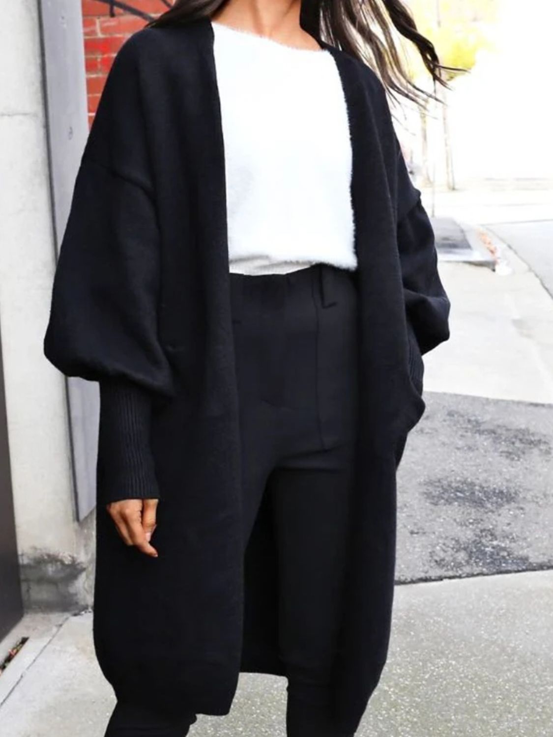 Open Front Dropped Shoulder Cardigan Shop One Place